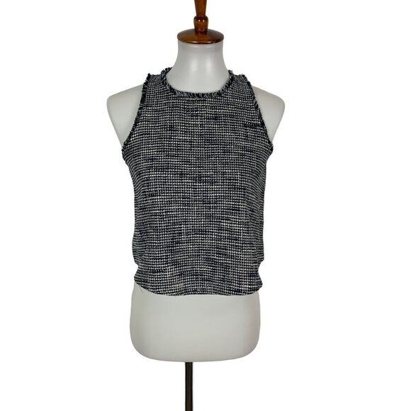 Zara XS Blue Tweed Sleeveless Top Cropped Career Officewear Y2K - Picture 1 of 5